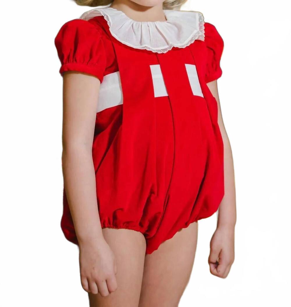 NEW SAL & PIMENTA velvet short sleeve bubble in red